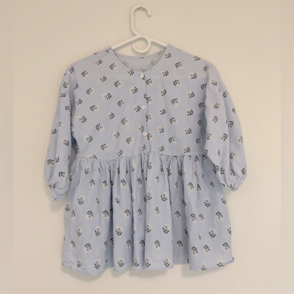 Daisy Sky Blue 3/4 Balloon Sleeve Tunic